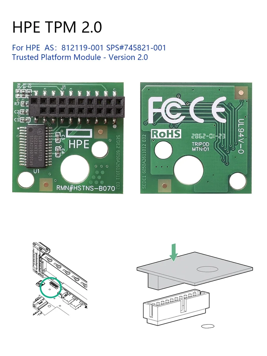 TPM 2.0 Security Module HP TPM Board 812119-001 745821-001