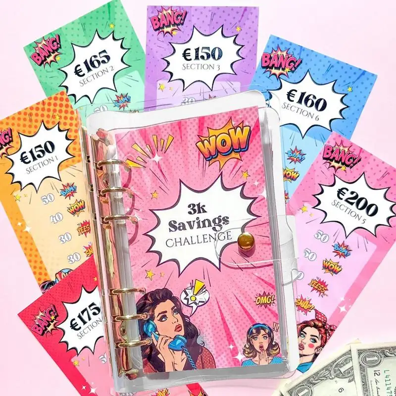 Save Money Challenge Book Fun Comic Girl A6 Money Saving Book Daily Savings Planner Bubble Effect Portable Budget Planner To