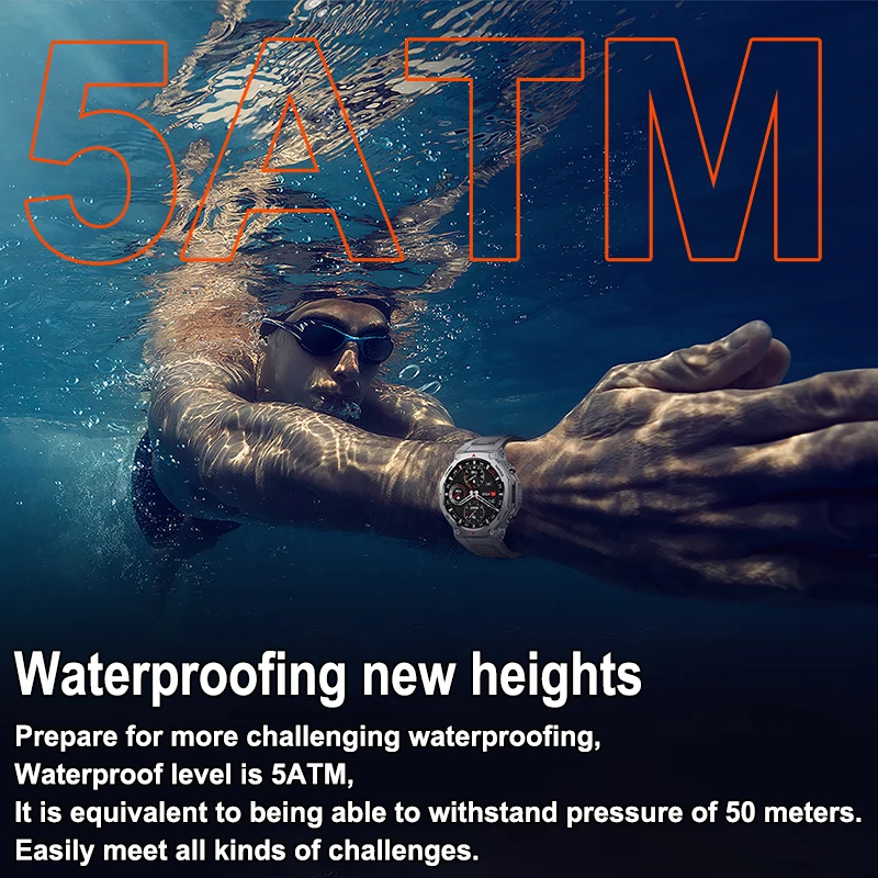 T-Rex 3 GPS Smart Watch 5ATM Waterproof 1.43 inch AMOLED HD Screen BT Call Flashlight Military Sport Smartwatches Men 2025 New image 6