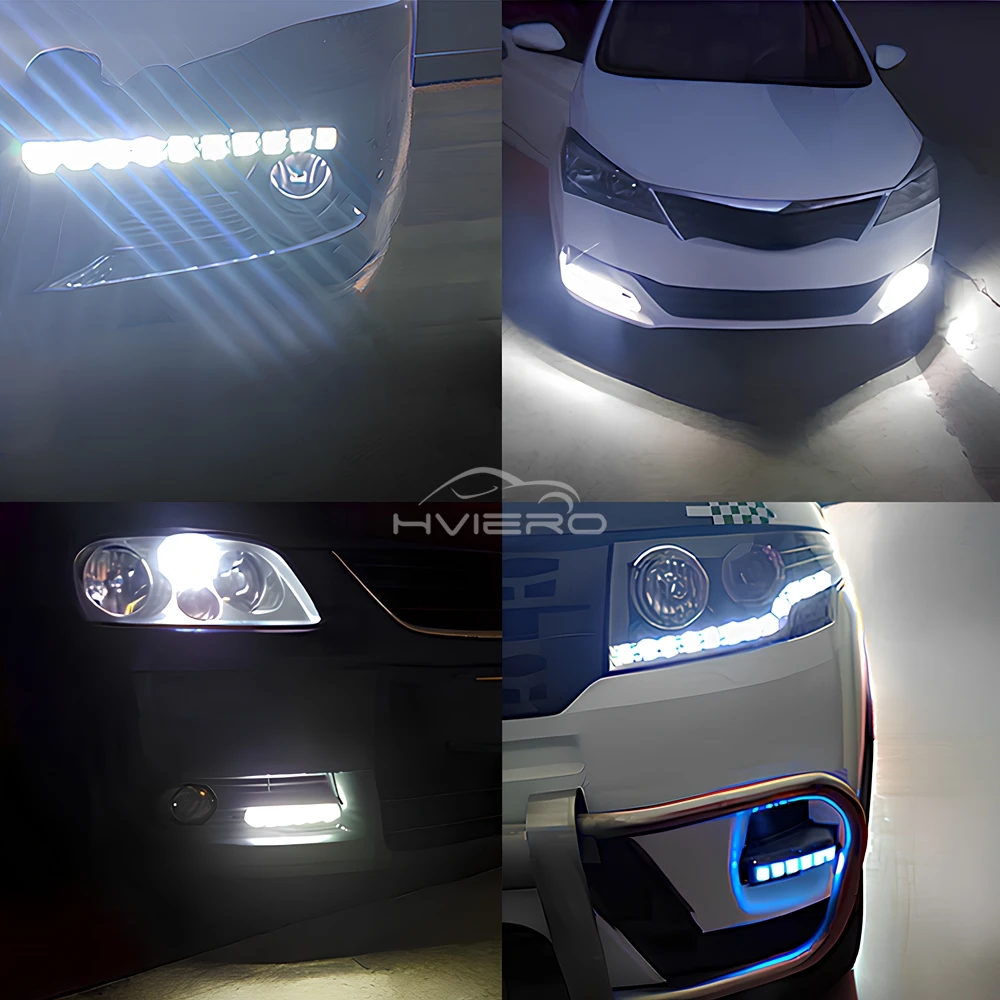 2pcs Daytime Running Light 9/10/12/16/20 LED White Waterproof turn signal Fog Lamp Super Bright Car Styling DRL for Vehicles 12V
