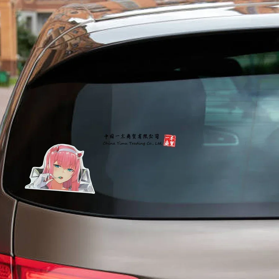 Darling Zero Two Lollipop Anime Adhesive Car Peeker Sticker Decal Decoration