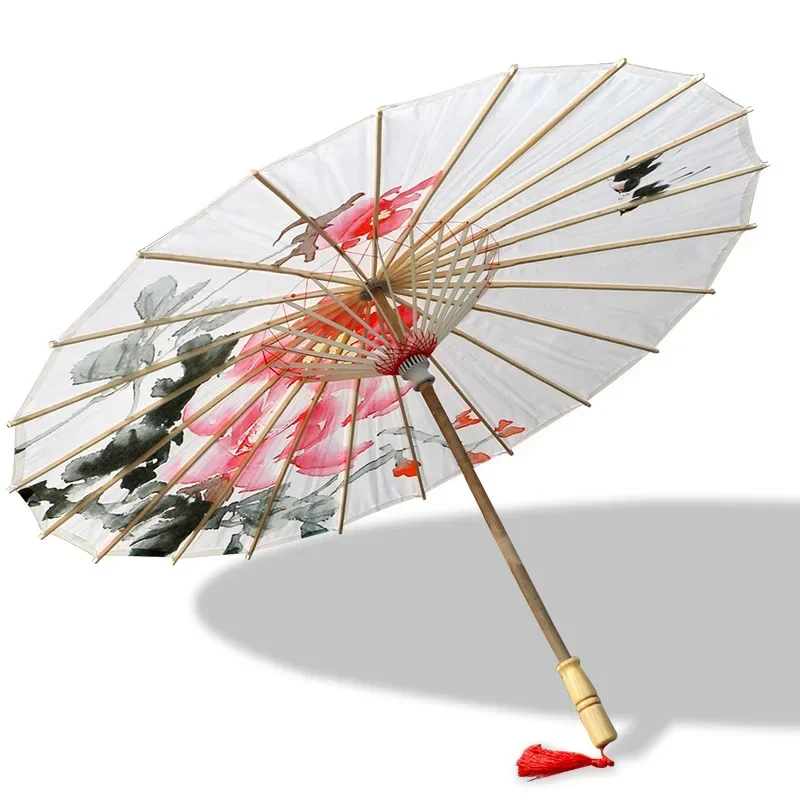 Oil-paper Fringe Rainproof Cloth Umbrella Ancient Props Hanfu Dance Umbrella Performance Classical Decorative Craft Umbrella