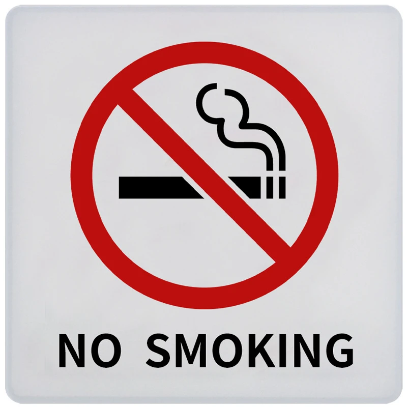 10CM No Smoking NO PHOTOS Sign Sticker Public Place Ban Logo Acrylic Wall Stickers Rubber Sticker Prohibition Warning Badge