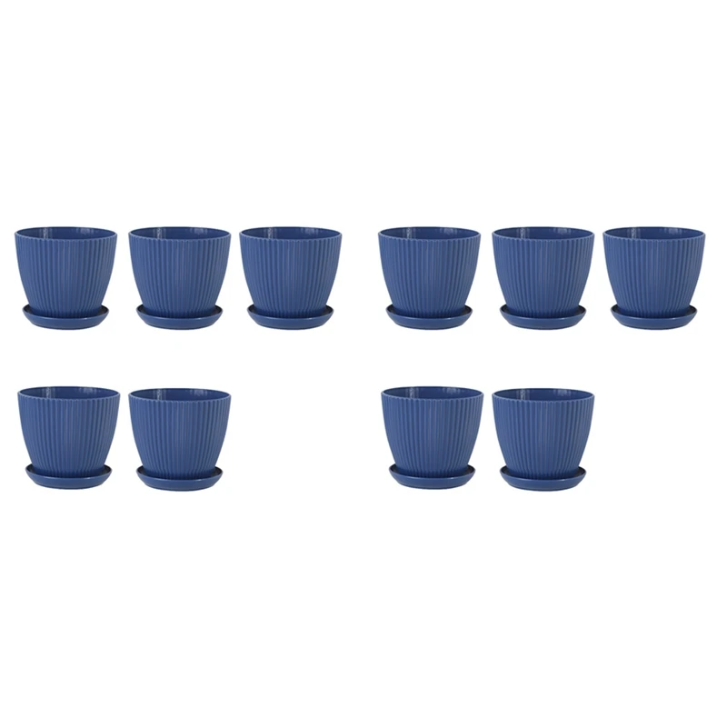 

Plastic Planter Pots For Plants, 10 Pack 6 Inch Flower Pots With Drainage Holes And Saucers, For Indoor Outdoor D