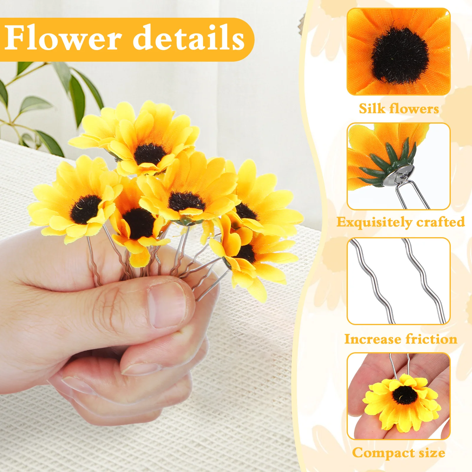 8 Uds. Pinzas para el cabello girasol Margarita simulación amarillo para niños niñas pasadores de flores horquilla para niños foto fiesta accesorio diario