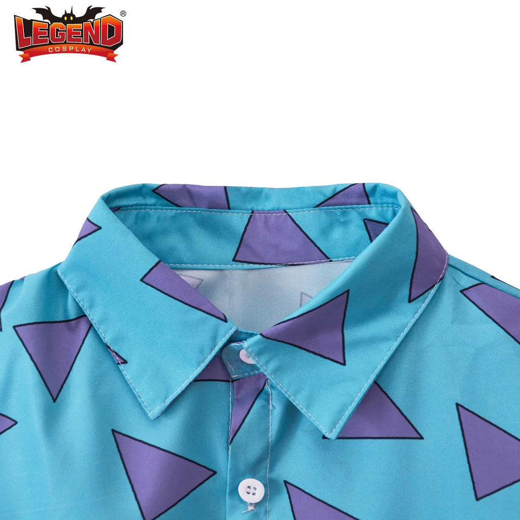 Chemise hawaïenne boutonnée pour homme, chemise Rocko moderne, triangle bleu, costume cosplay des années 90