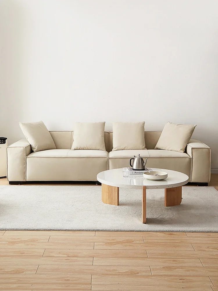 

Nordic cream style tofu block sofa, modern and minimalist living room, small and minimalist layout