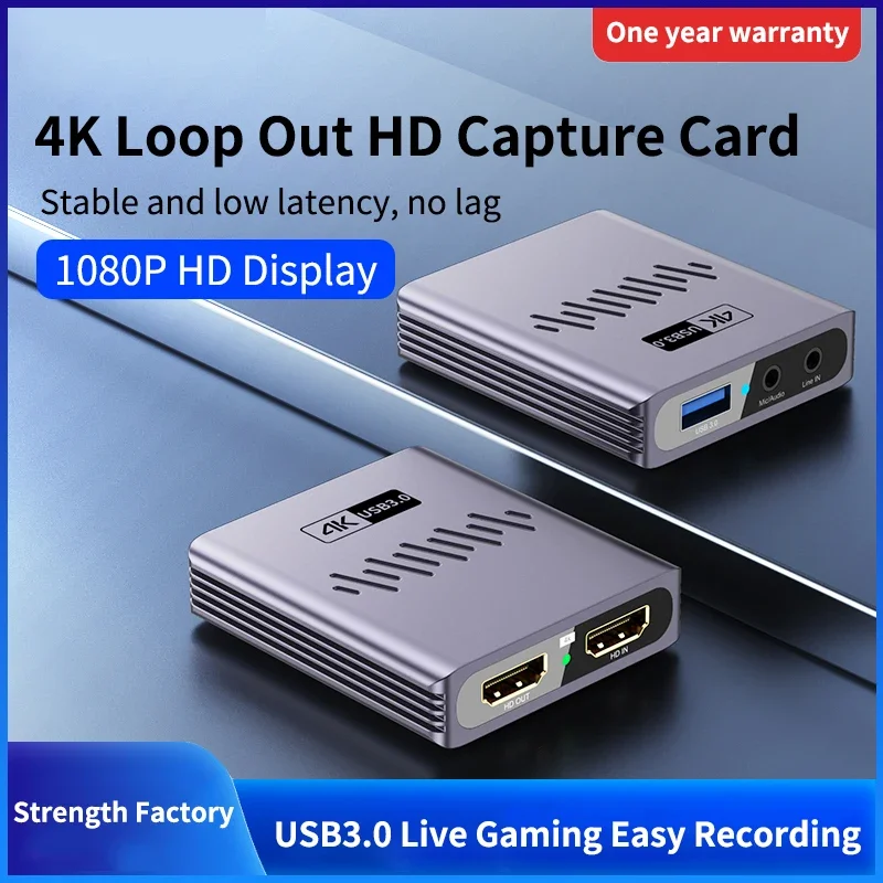 بطاقة التقاط فيديو HDMI 4K USB 3.0، مسجل ألعاب 1080P للبث المباشر OBS