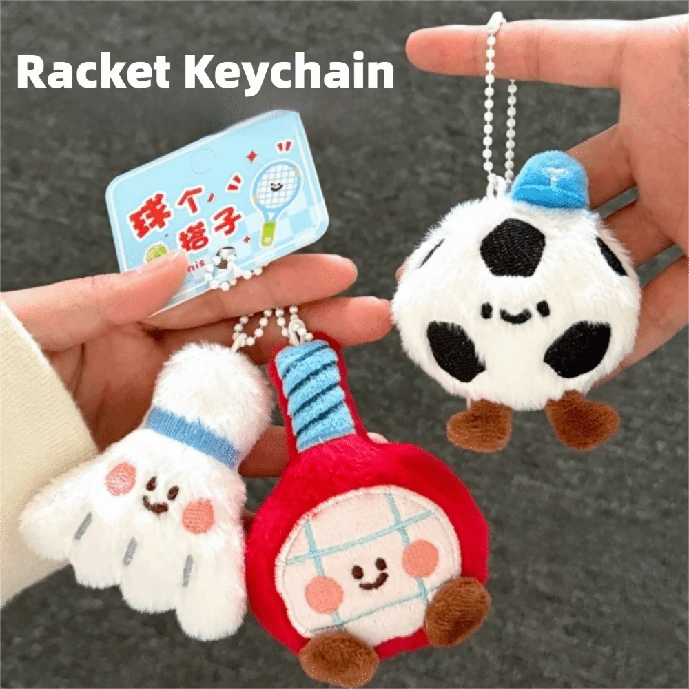

2Pcs/set Fashion Cartoon Racquet Keychain Plush Racquet Set Toy Pendant Bag Decoration Best Friend Pendant
