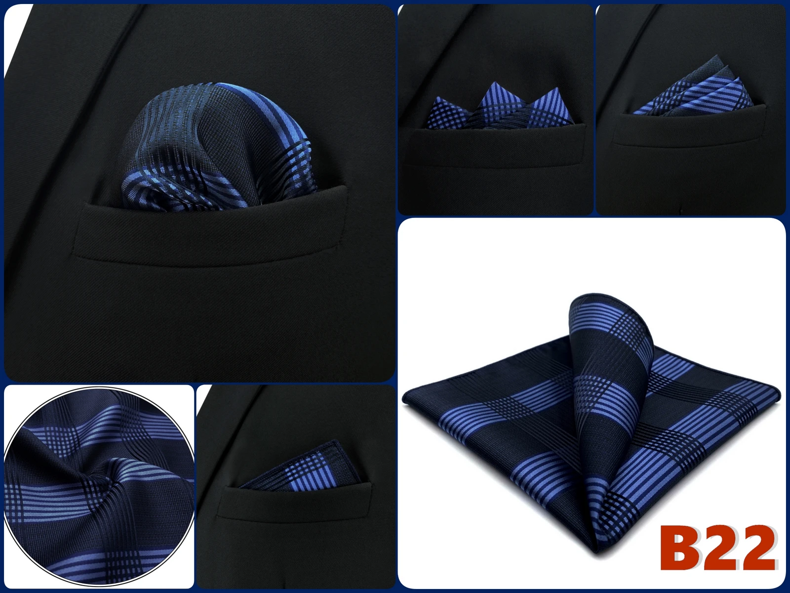 Pocket Square Handkerchief for Men Polka Dot Dots Plaid Check Checkered Suit Pocket Towel Hanky Mens Gift Wedding Business Party