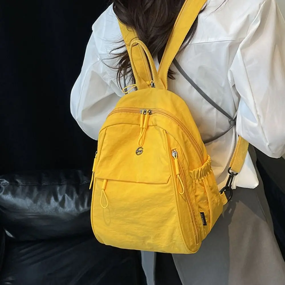 حقيبة ظهر من قماش أكسفورد بلون سادة، خفيفة الوزن، سعة كبيرة، حقيبة كروس كاجوال من النايلون، حقيبة ظهر كاجوال خفيفة الوزن للسفر #2