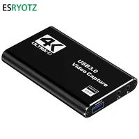 Tarjeta de captura de audio y vídeo 4K HD con micrófono y salida en bucle 1080p 60fps adecuada para juegos/transmisión en vivo/OBS/PS5/PC