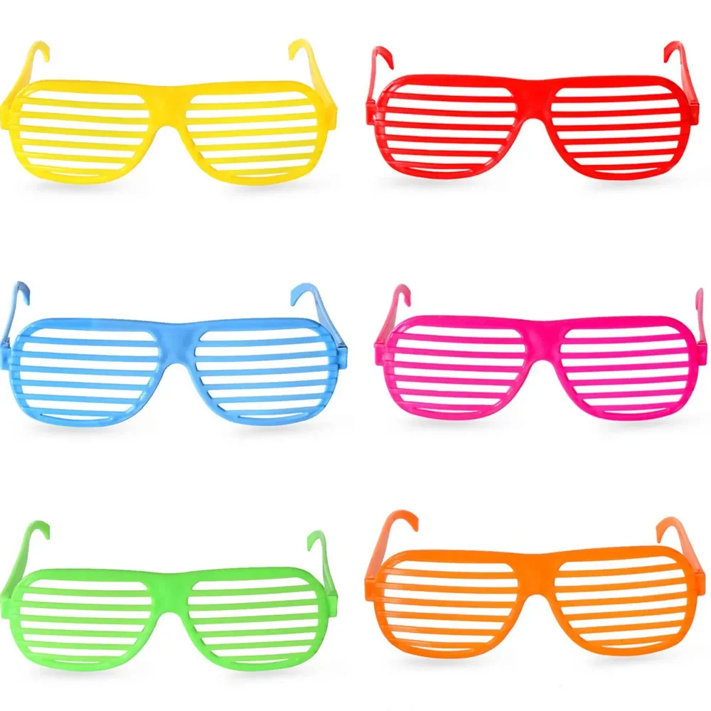 12 Pack Neon Color Shutter Glasses Party Sunglasses for Kids Adults Retro Rock Star Disco  Supply  Birthday Wedding Festival