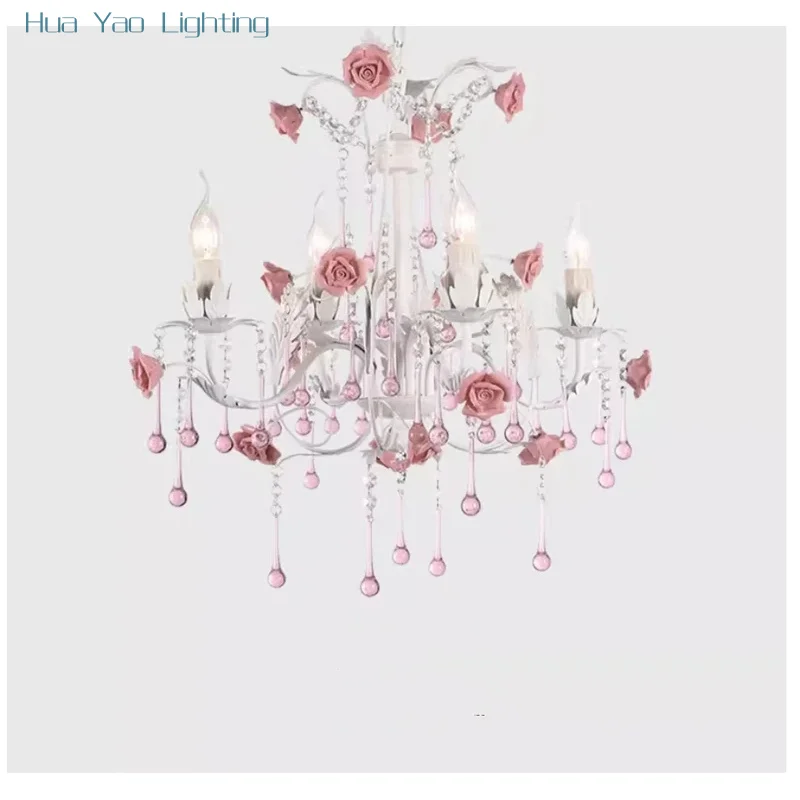 Newly Crystal Floral Chandeliers Candle Style Lamp for Bar Cafe Art LED Pendent Lamps Living Room Bedroom Decora Hanging Lights