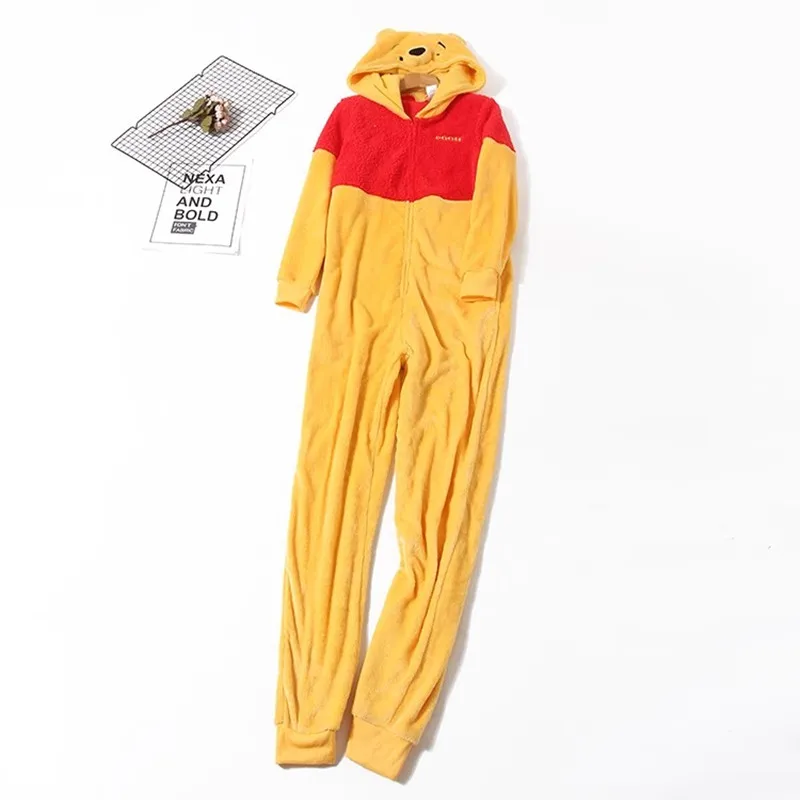 Onesies pour femmes, vêtements de détente de dessins animés d'automne et d'hiver, velours à capuche, la combinaison est PO gy, costume thermique pour couple