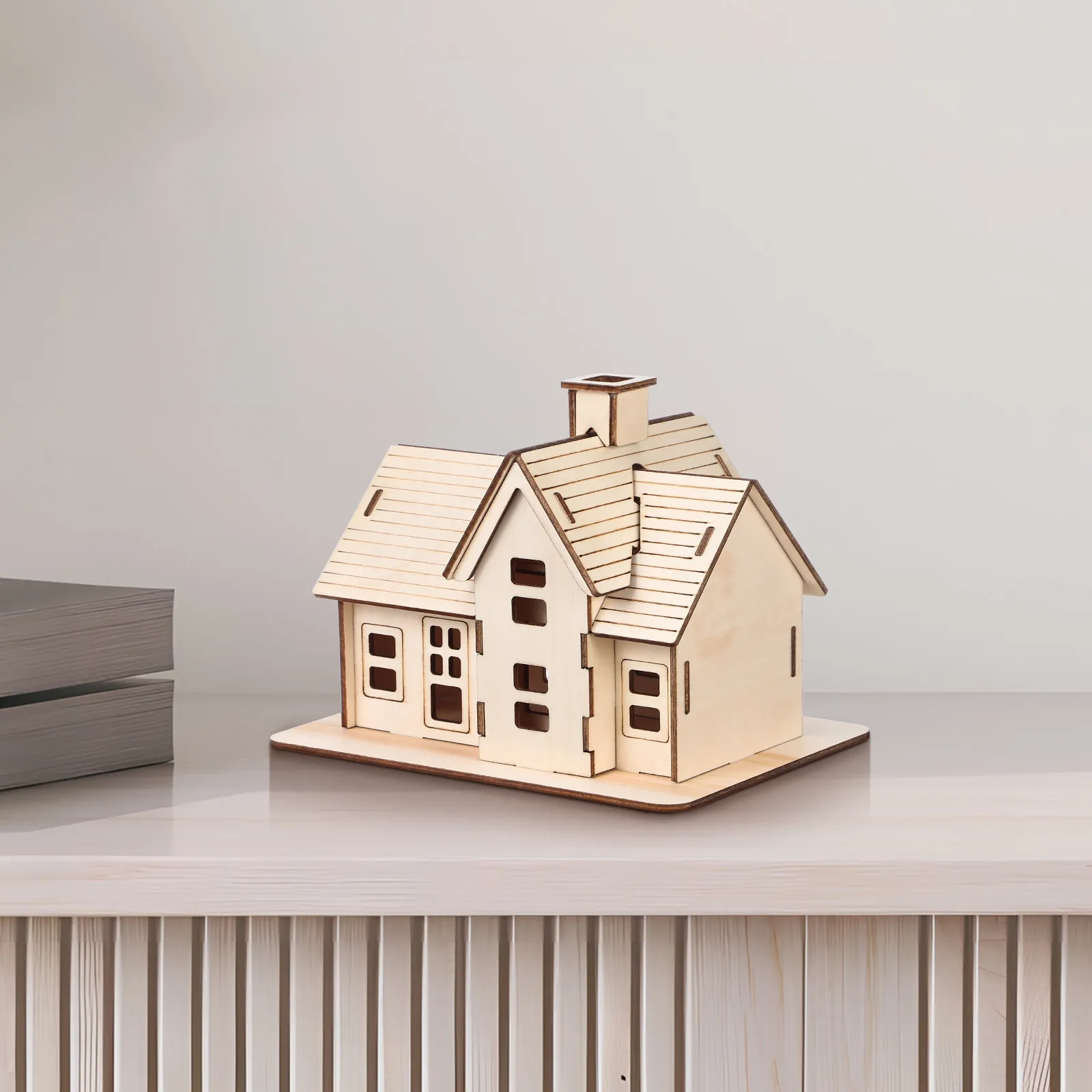 

1Set 3D Wood Puzzle DIY Assembly Wooden House Puzzle for Adults Creative Decoration Fun Gift for Home Office Bedroom