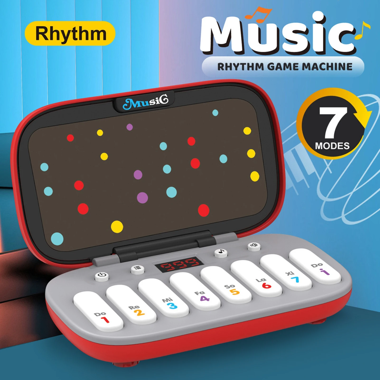 Montessori Educational Sensory Toy Electronic Music Rhythm Puzzle Game Machine Pocket Travel Light Up Fast Push Electronic Organ