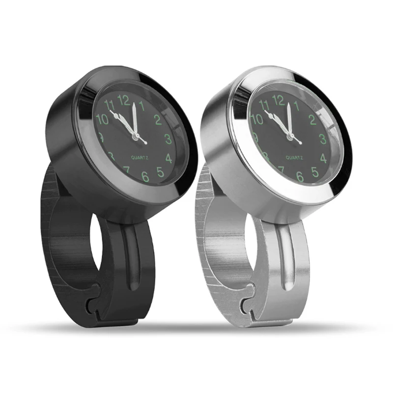 

Универсальные водонепроницаемые хромированные часы для мотоцикла с креплением на руль 7/8 (22-25 мм), светящиеся в темноте, аксессуары для мотоциклов.