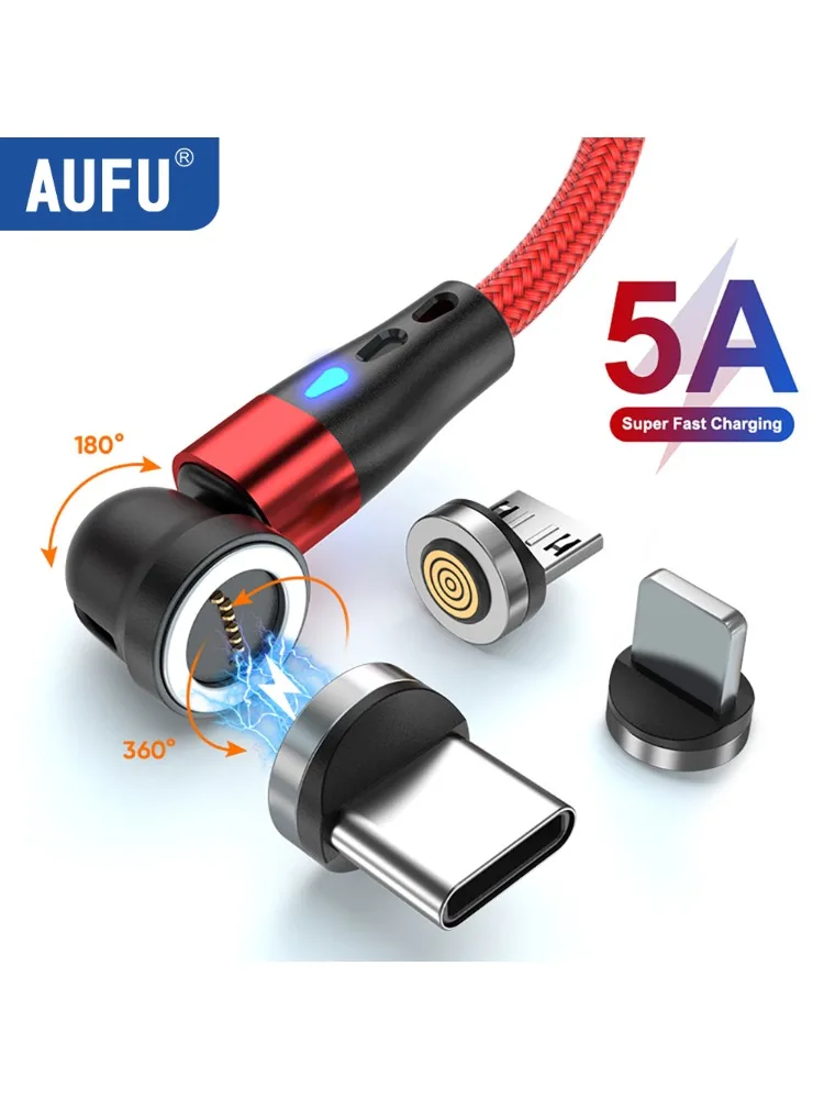 AUFU 7Pin 5A Magnetische Typ C Kabel Für Xiaomi POCO Redmi Magnet Schnelle Lade Draht Für iPhone iPad Samsung Micro USB Daten kabel