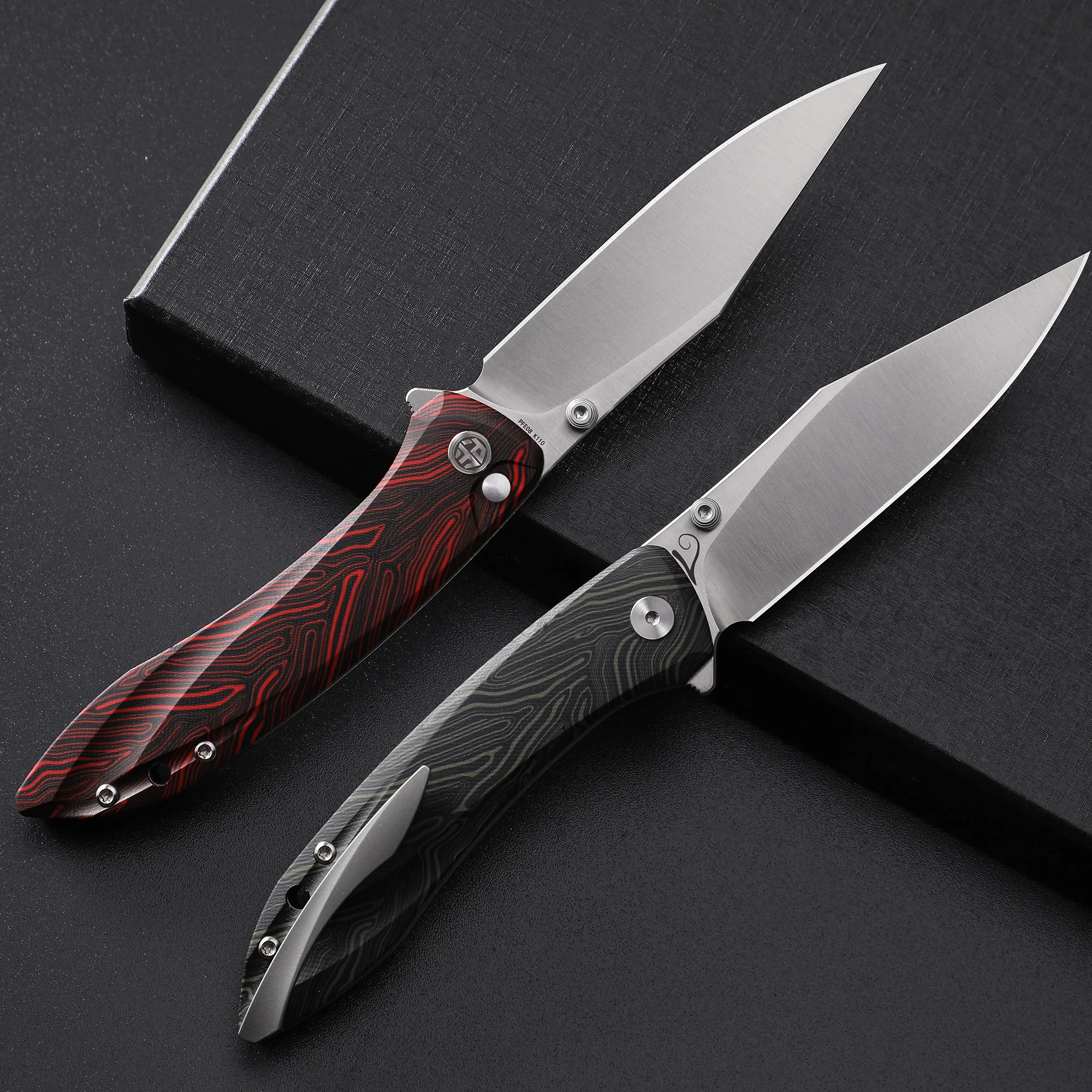 Petrified Fish PFE08 K110 Steel Ceramic Ball Bearing G10 Handle Folding Knife Outdoor Camping Survival EDC Pocket Hand Tools