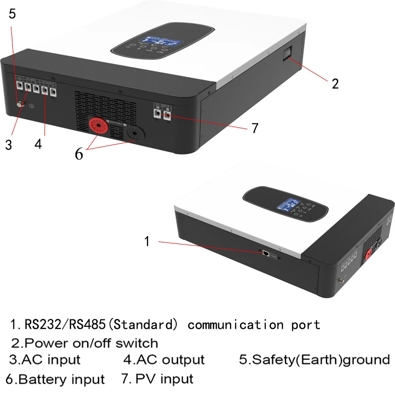 Imagem -04 - Inversor Solar Híbrido Inversor Fora da Rede Controlador de Carga Solar Mppt Onda Senoidal Pura pv 45 kw 24v 220v ac 55450v 110a Embutido