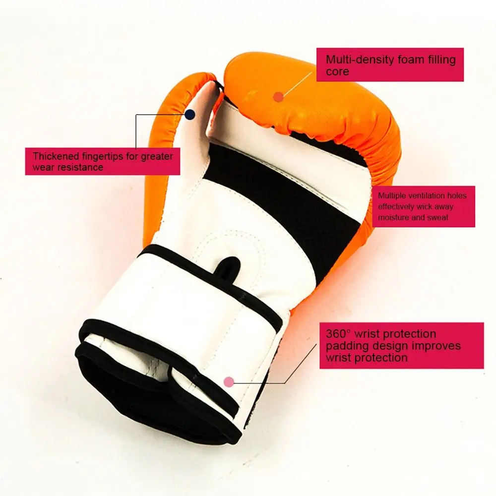 

1 пара дышащих боксерских перчаток из искусственной кожи, 6 унций, унисекс, боксерские перчатки, Муай Тай, ММА, тренировочные перчатки для каратэ для детей