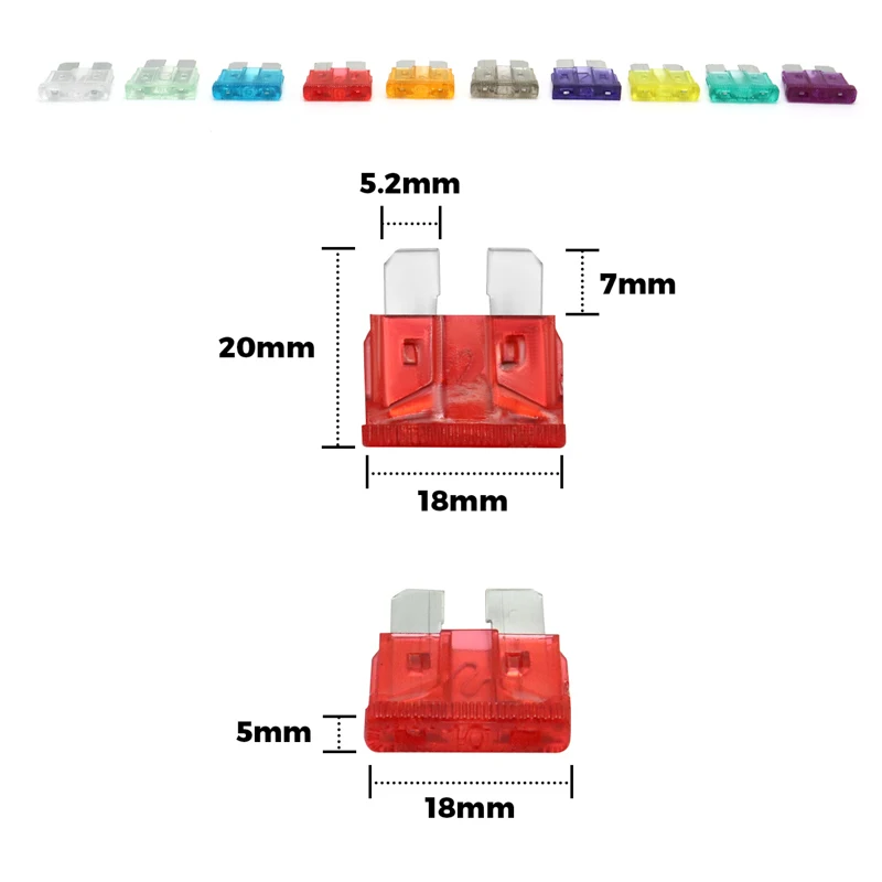 100/50 Pcs Mini Car Fuses Automotive Blade Type Micro Fuse Assortment In Box 2A/3A/5/A/7.5A/10A/15A/20A/25A/30A/35A Zinc Fuse