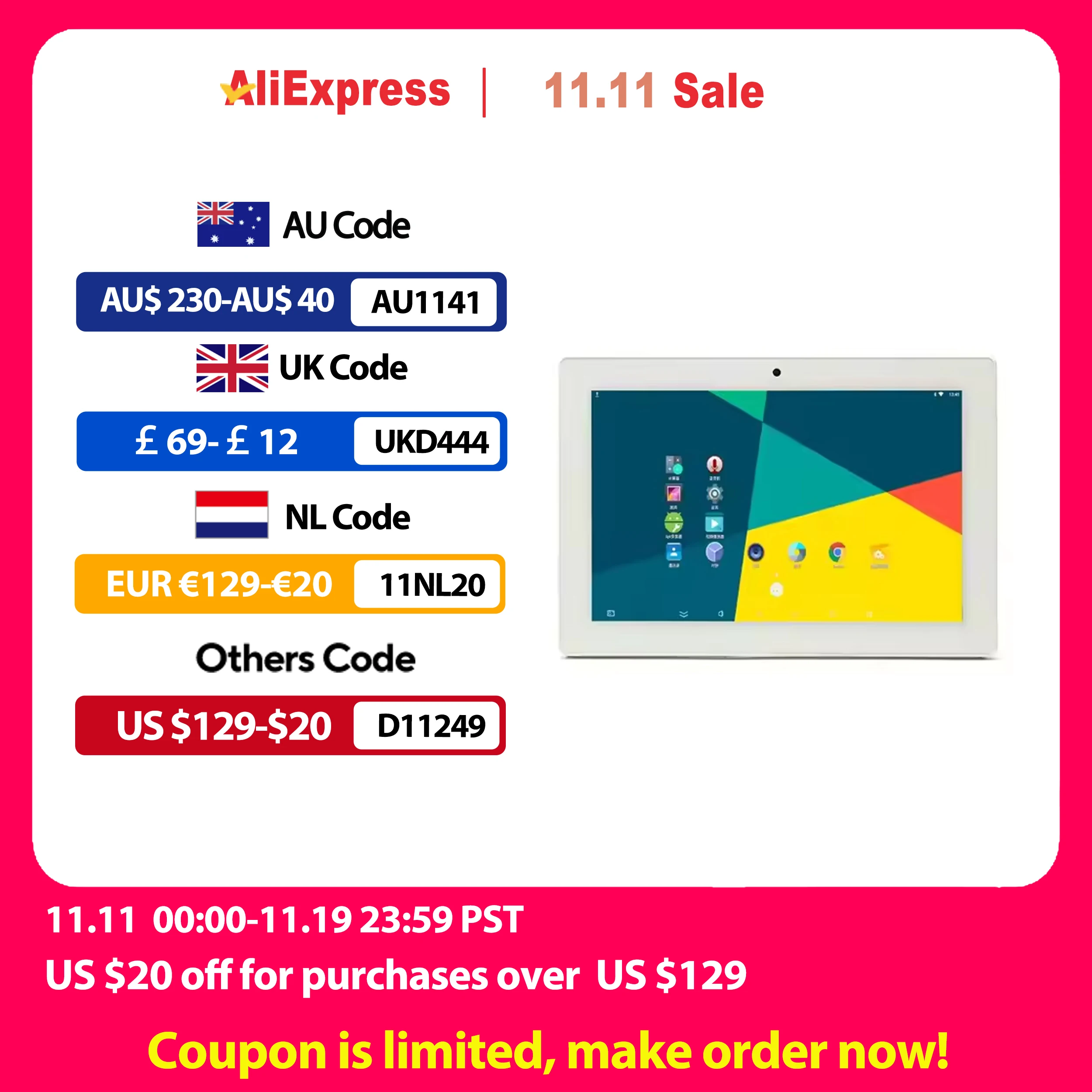 

10.1 Inch Android 11 Tablet Wall Mount 4G+32G Monitor Capacitive Touch Screen PC Wifi Kitchen KDS Advertising Display VESA