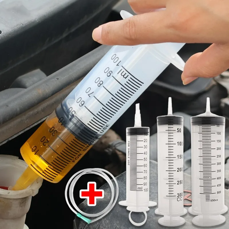 

Car Oil Pump Syringe 100/300/550ml Needle Barrel Oil Pump with 1m Hose Pet Feeding Measuring Pump Hydroponics Nutrient Syringe