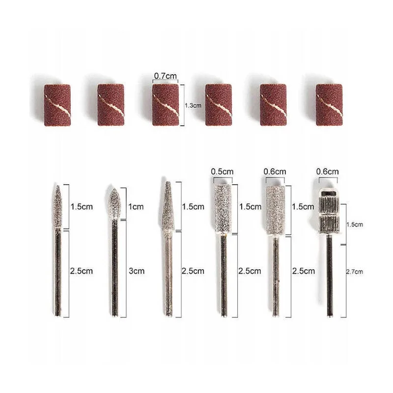 6Pcs Nail Art Drill Bit Replace Sandpaper Head Set for Manicure & Pedicure Kit Replacement Manicure Tool Accessories