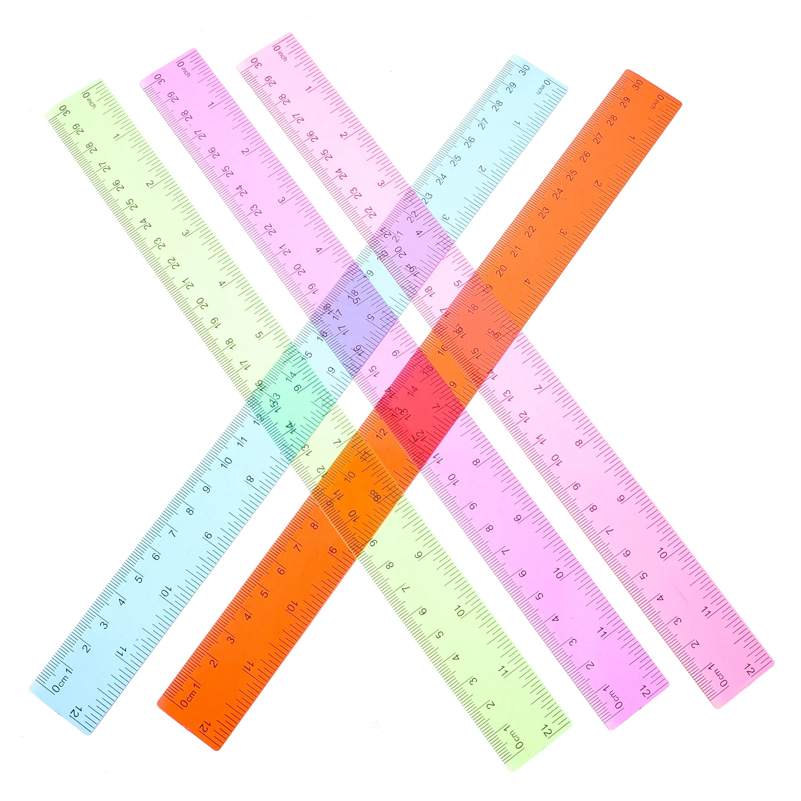 5Pcs Plastic Colored Rulers for School Students Measuring Drawing Portable Multifunction Straight Rulers Classroom Supplies