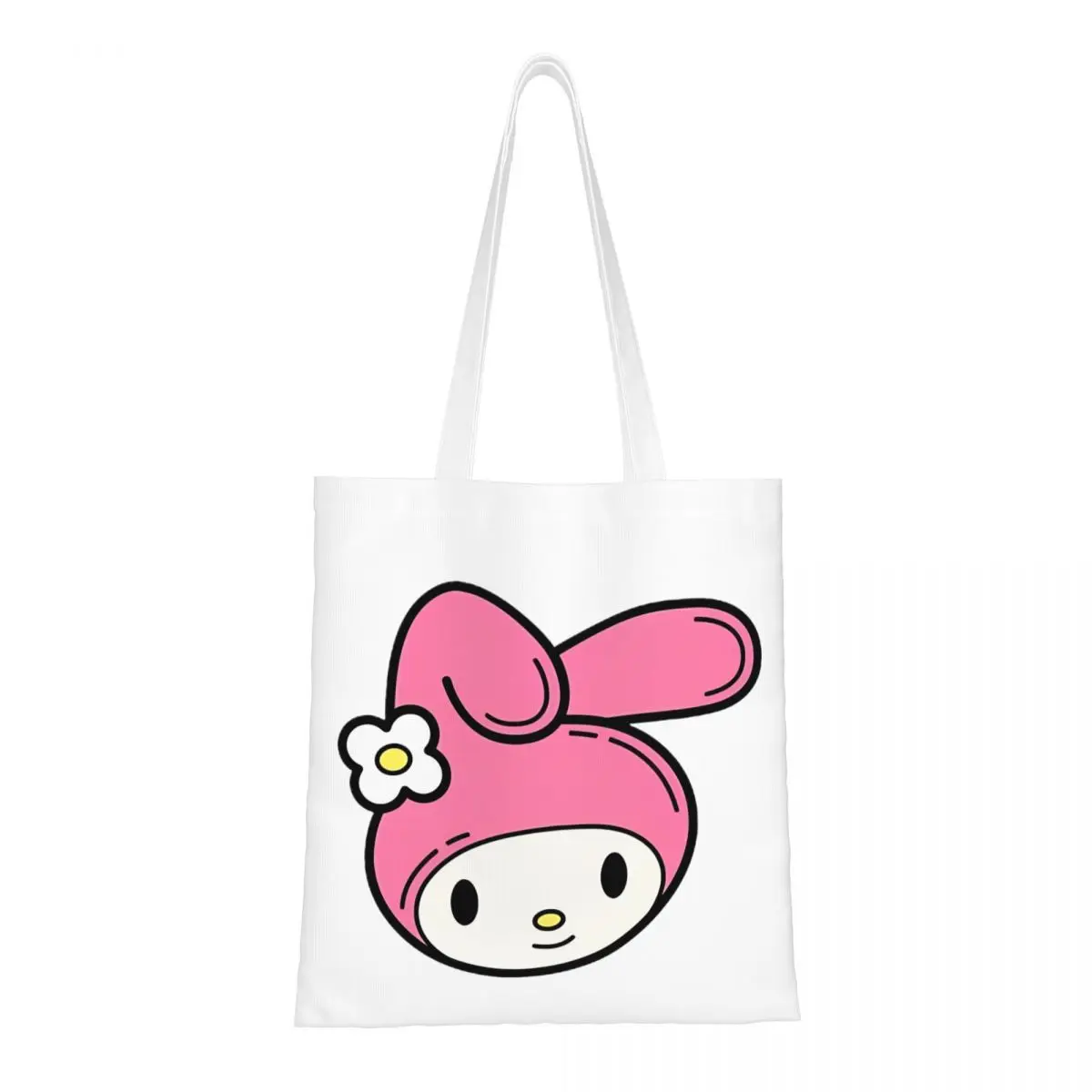 Happy Melody Sanrio Kawaii HelloKitty Anime Tote Bags Women Handbag Canvas College Shoulder Bag Printed Grocery Bag