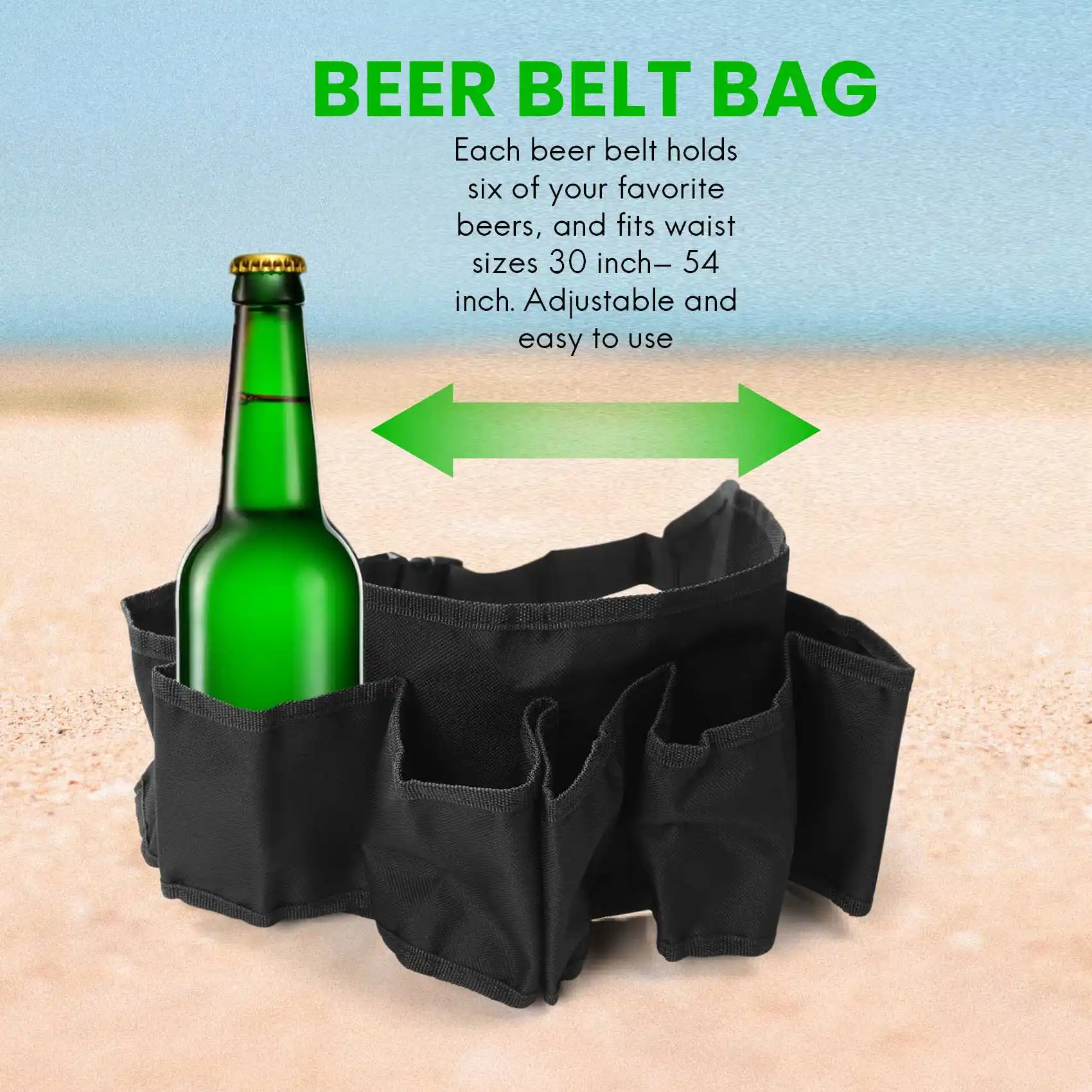 

6 Pack Bottle Waist Beer Belt Bag Wine Bottles Holder,Black