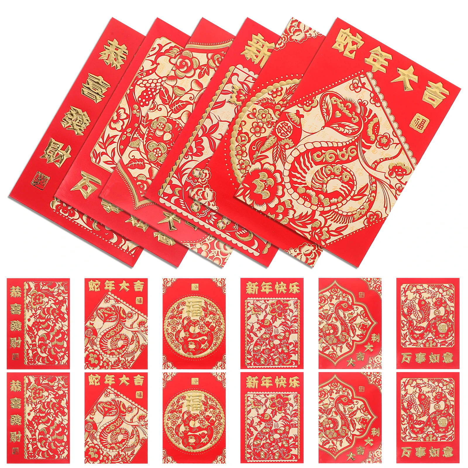 

36 Pcs Cartoon Snake Envelope Chinese Spring Festival Red Envelopes Bag New Year Money Pocket