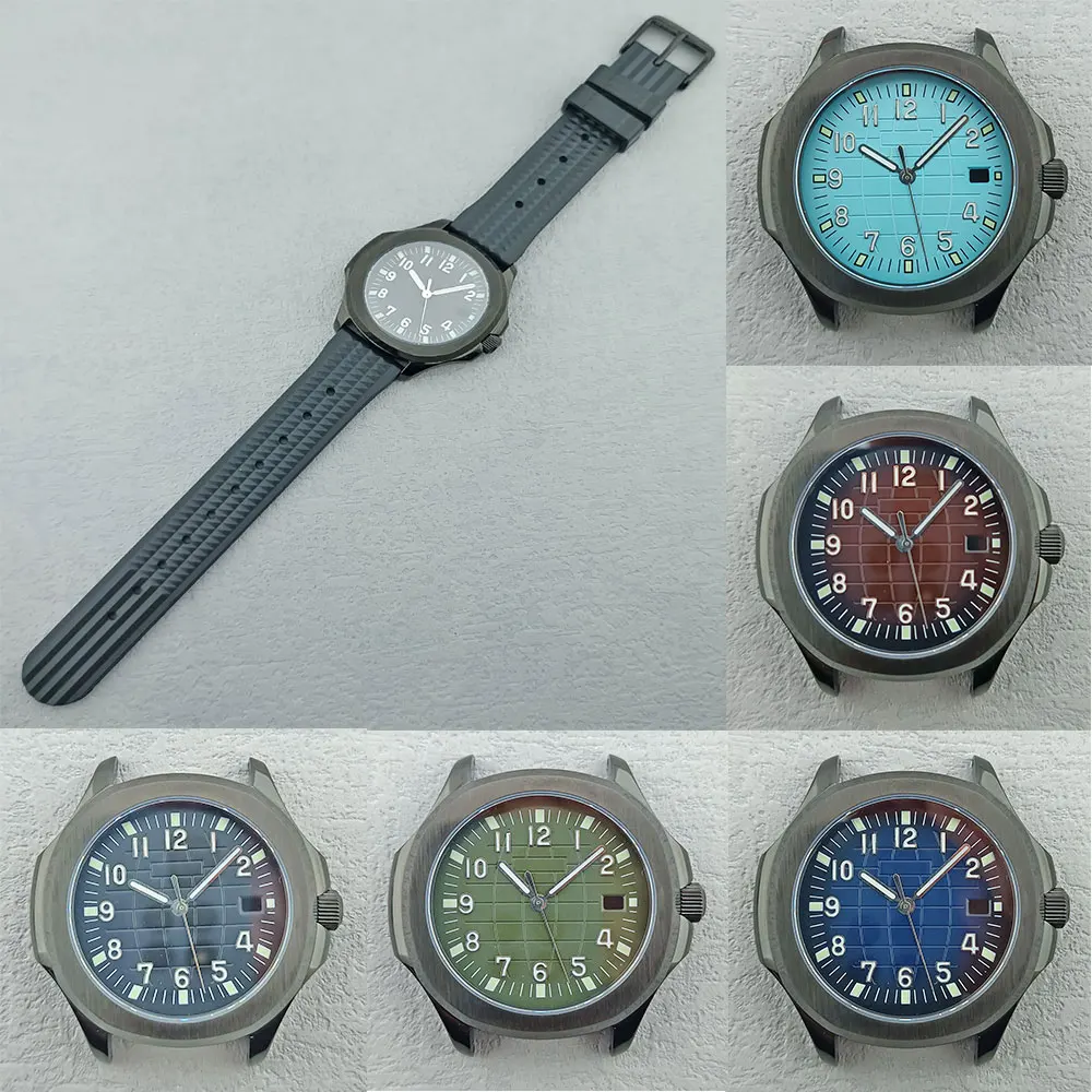 42mm NH35 Case 316L Stainless Steel Transparent Bottom Watch Case 5Bar Waterproof for AQUANAUT NH36 Automatic movement Parts