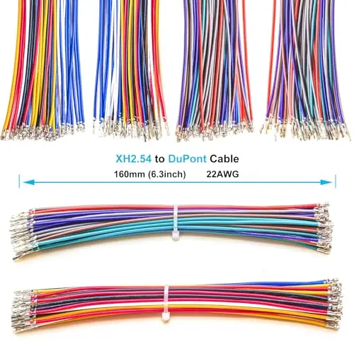 Conector XH2.54 a Dupont2.54 JST, Kit Dupont de JST-XH, 2,54mm y carcasa Dupont de 2,54mm, cable de 16cm (h-to-dupont)