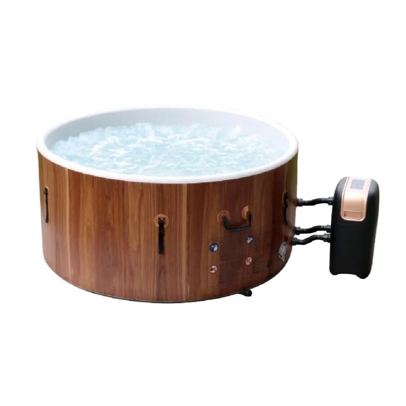 New developed Round Dropstitch Hottub Inflatable Wood Hot Tub Spa Pool for 4-6 People