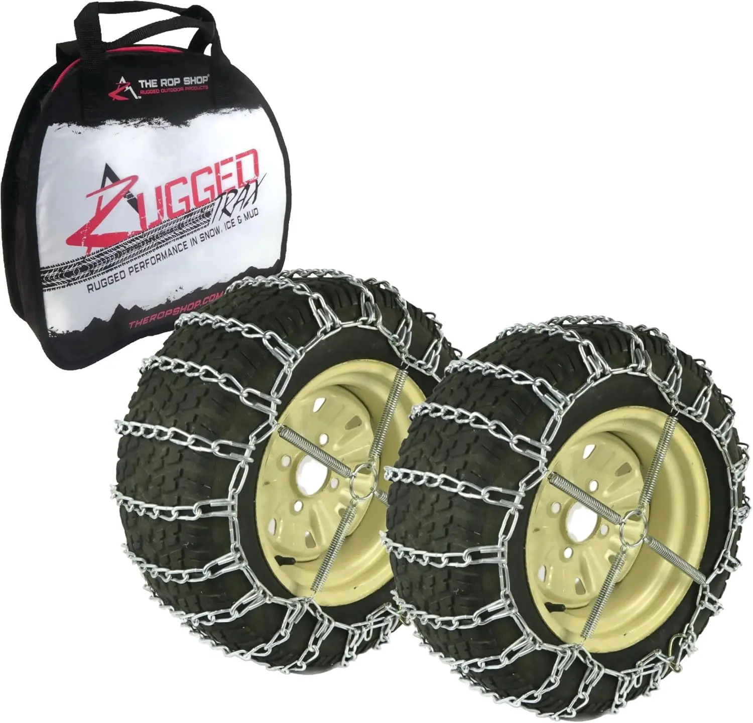 

Цепи противоскольжения и натяжители 2-Link 23x10.5x12 для снегоуборщиков, тракторов, газонокосилок, UTV/ATV - улучшенное сцепление на снегу и грязи