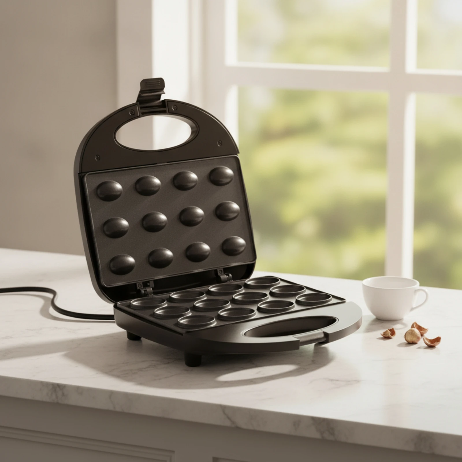 Breakfast Maker Nonstick Baking Machine with 12 Cavities Snack Maker Double-Sided Appliance Quick for Busy Professionals