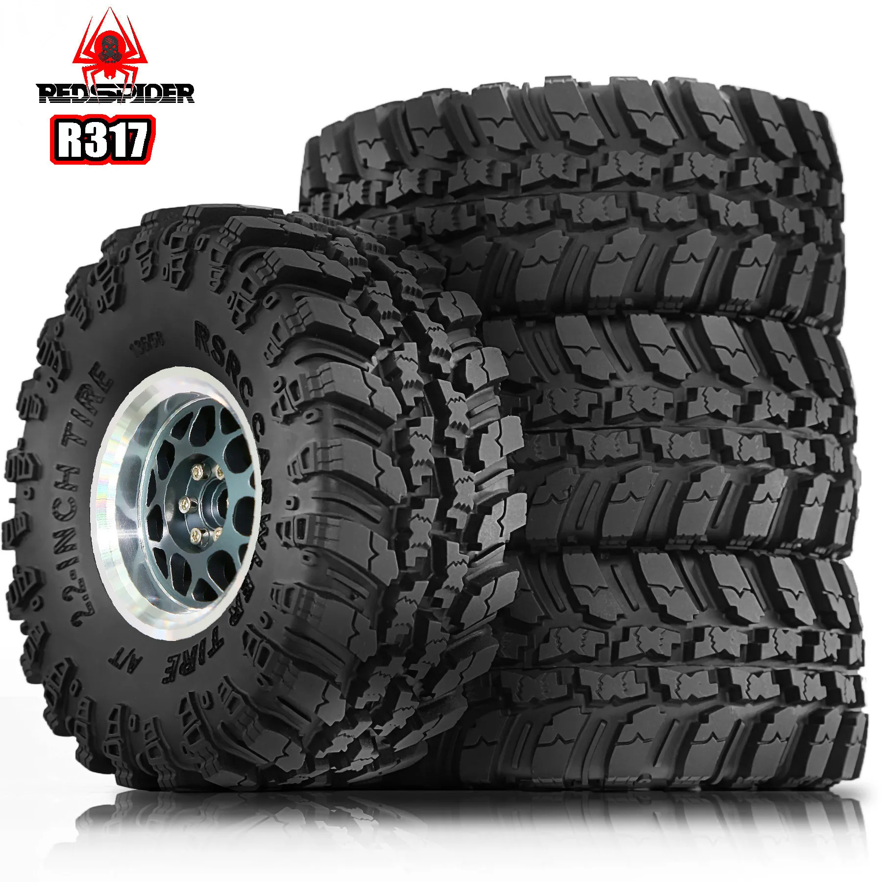 4個セット 2.2インチ ホイールハブ タイヤ トラック クローラータイヤ スキン Axial Wraith 1/10 TRX4 SCX10 RCカー メタル アップグレード OP アクセサリー パーツ