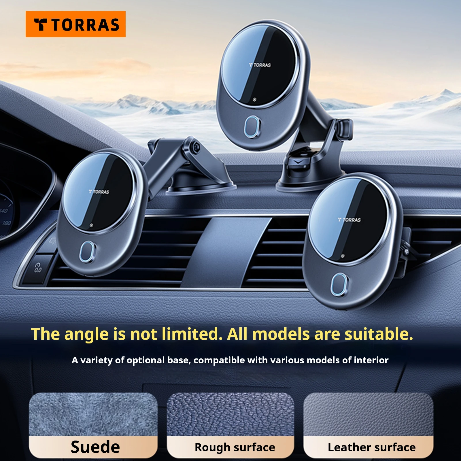 

TORRAS Car Wireless Charger Holder Intelligent TEC Dual Core Cooling Support MagSafe 15W Fast Charging QI2.0 Protocol Turbo Cool