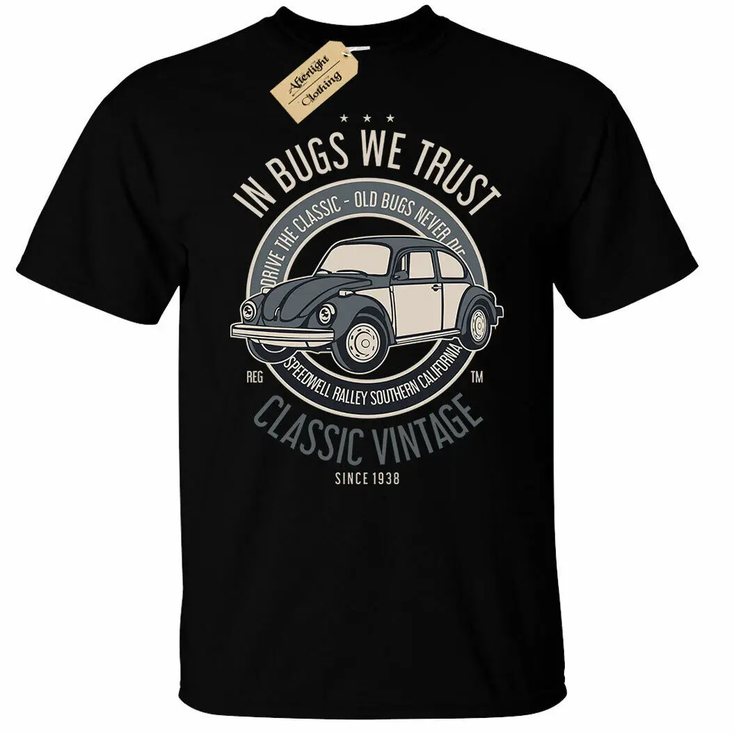 In Bugs We Trust T Shirt Mens retro vintage bug classic car long or short sleeves