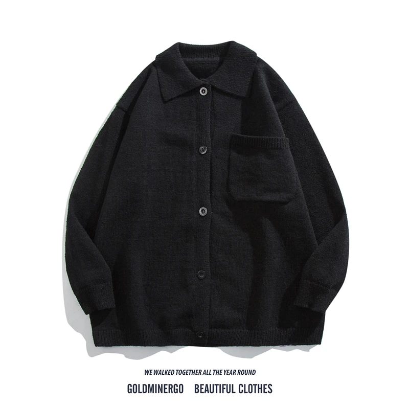 

Autumn Winter Men's Loose Fit Color Knitwear Cardigan Casual Sle Long Sve Faionable Youthful Trendy Knitted Sweater