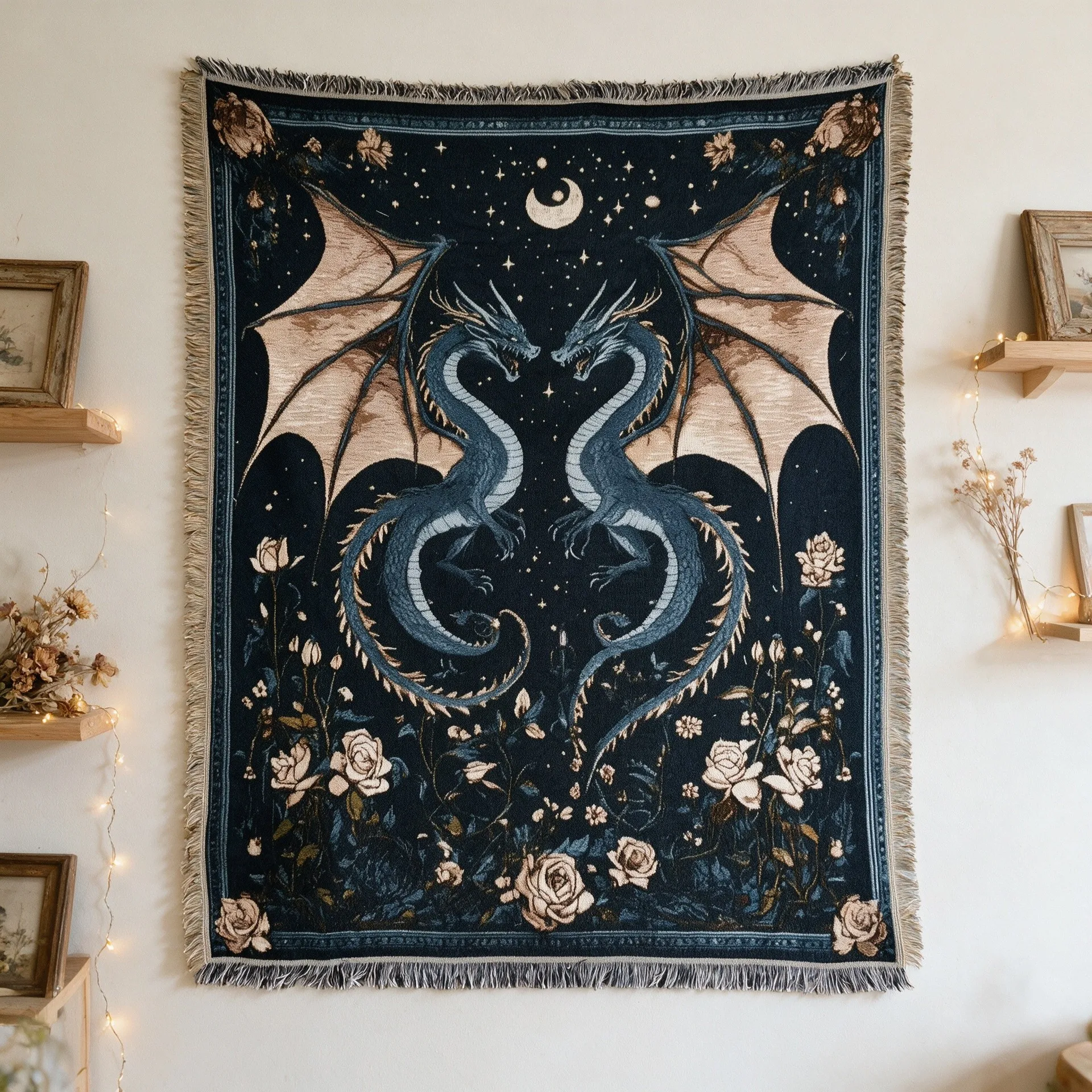 Retro Dragon American Sofa Blanket Wall Hanging Decorative Tapestry Rug Cover Carpet Tea Table Cover Linen Blanket for Camping