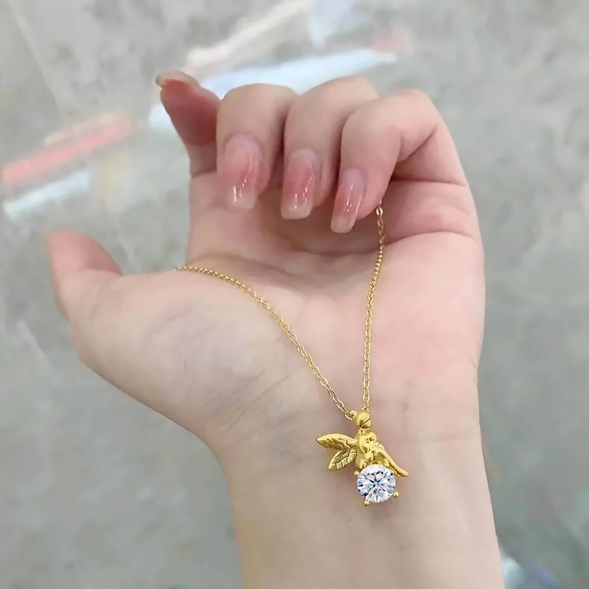 Imagem -05 - Angel Girl Pendant For Girl Real 18k Gold Moissanite Pendant Estilo Simples Fine Jewelry Festival Grande Presente Nova Moda Au750 1ct