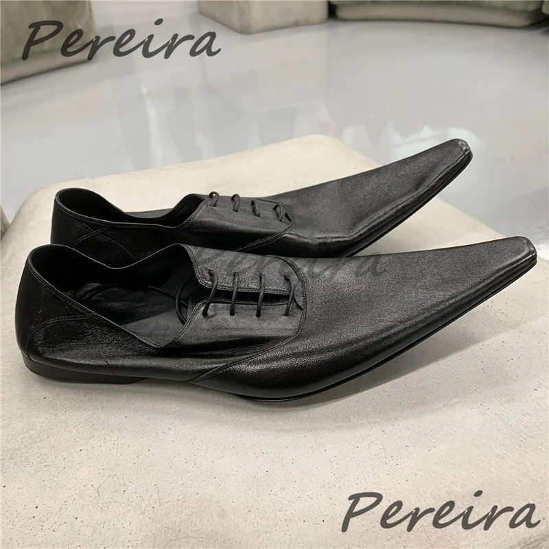 

Summer New Black Soft Leather Oxford Shoes for Men Women Retro Upturned Toe Lace-Up Loafers Fashion Party Couple Casual Shoes