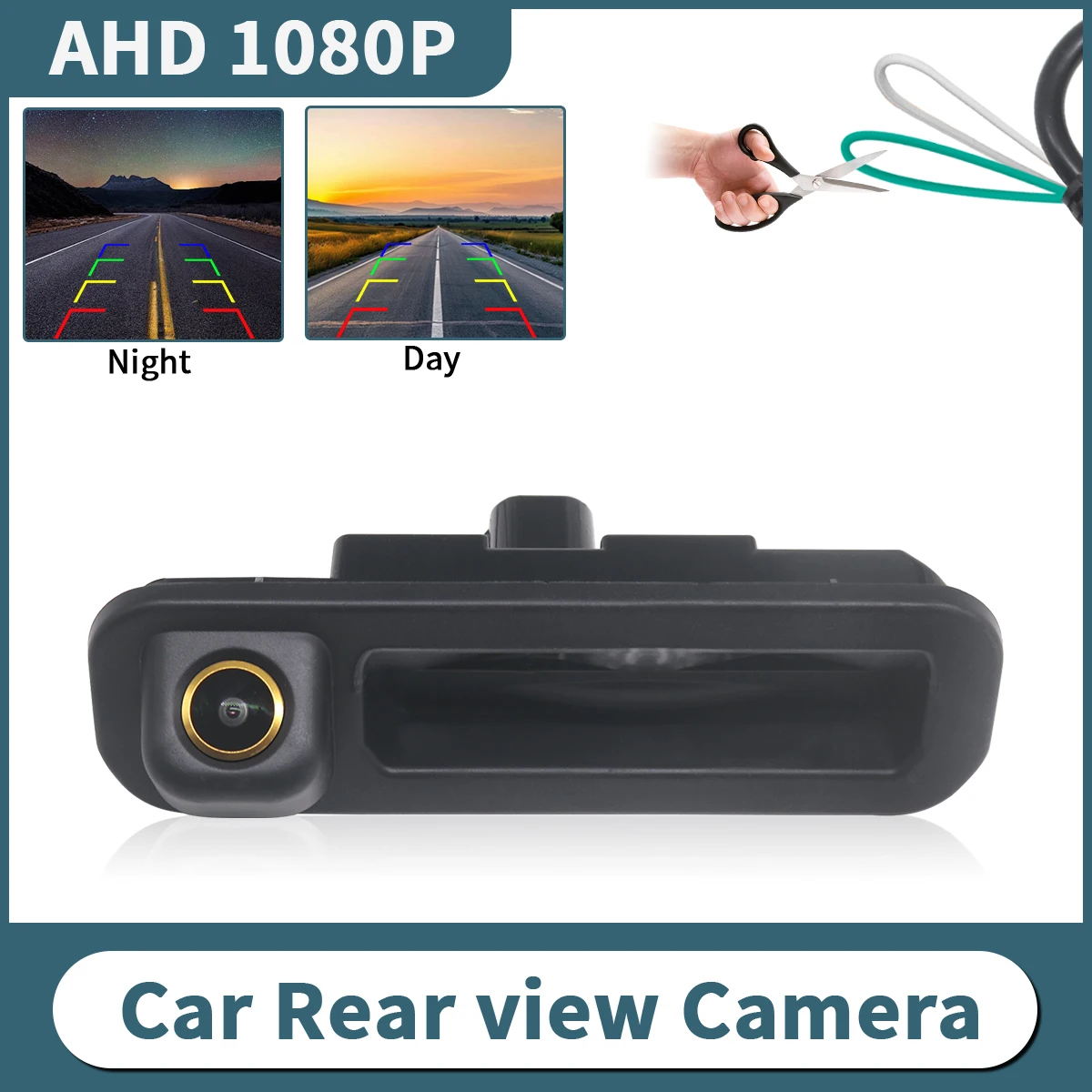 

AHD 1080P 170° Golden Lens Vehicle Trunk Handle Rear View Reverse Camera For Ford Focus 3 MK3 C MAX 2011-2014 Waterproof Car