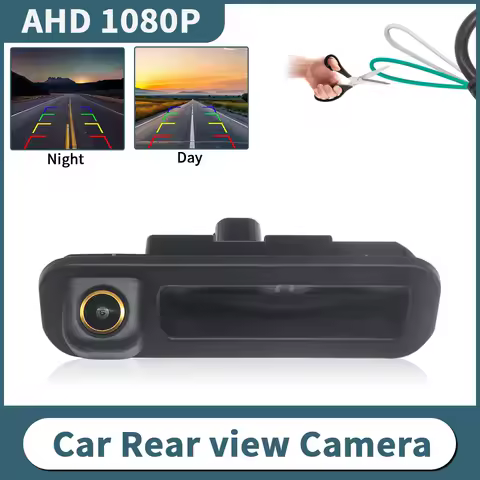 AHD 1080P 170° Golden Lens Vehicle Trunk Handle Rear View Reverse Camera For Ford Focus 3 MK3 C MAX 2011-2014 Waterproof Car