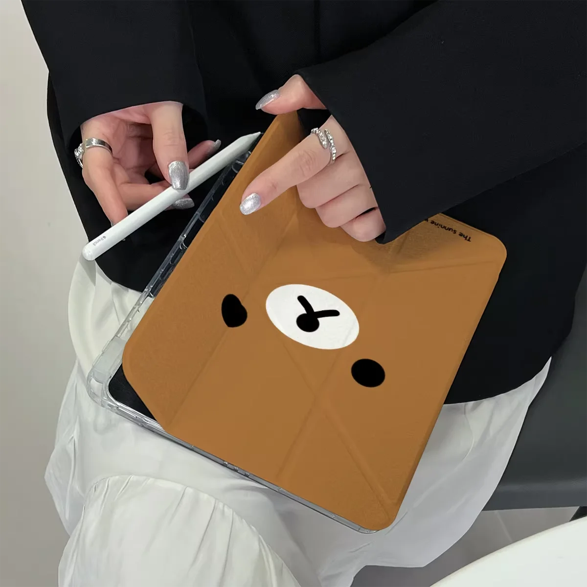 

Чехол для iPhone/iPad Mini 4/5/6/7/8/9/10/Air 1/2/3/4/5/6/7/M2/M3/A16 Pro/M4/M5 с милым медведем-поваром и отсеком для ручки, в стиле Ins для девушек