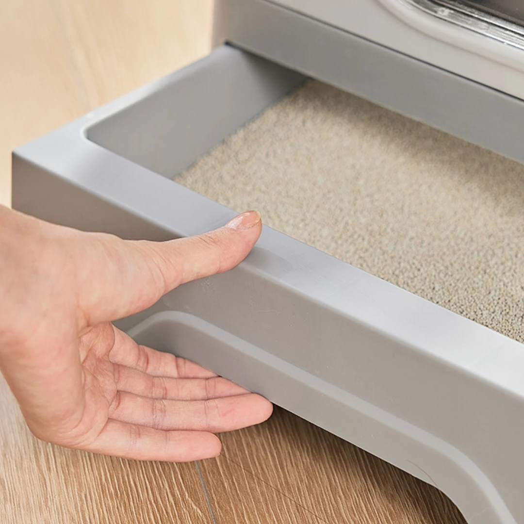 Fully Enclosed Foldable And Pull-Out Litter Box Designed For Easy Cleaning